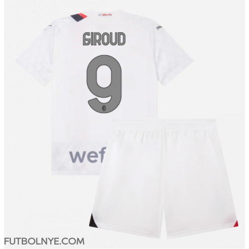 Camiseta AC Milan Olivier Giroud #9 Visitante Equipación para niños 2023-24 manga corta (+ pantalones cortos)